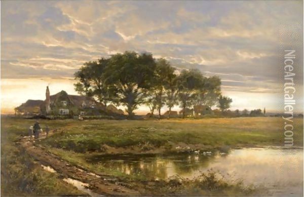 After Rain, Worcestershire Oil Painting - Benjamin Williams Leader