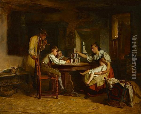 The House Of Cards Oil Painting - Theodore Gerard