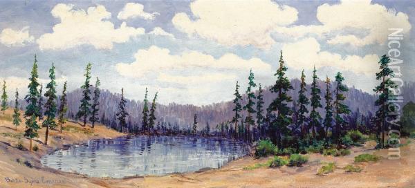Pine Tree Landscape Oil Painting - Berla Emree