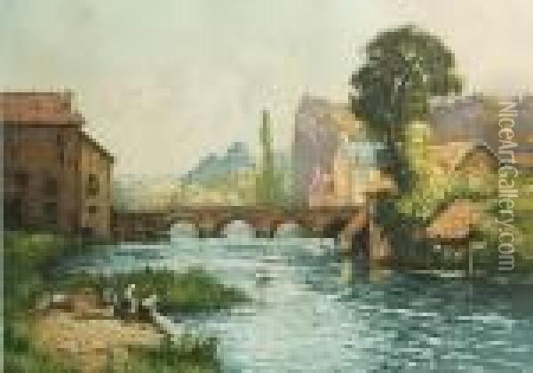Pont De La Ville Oil Painting - Manuel Robbe