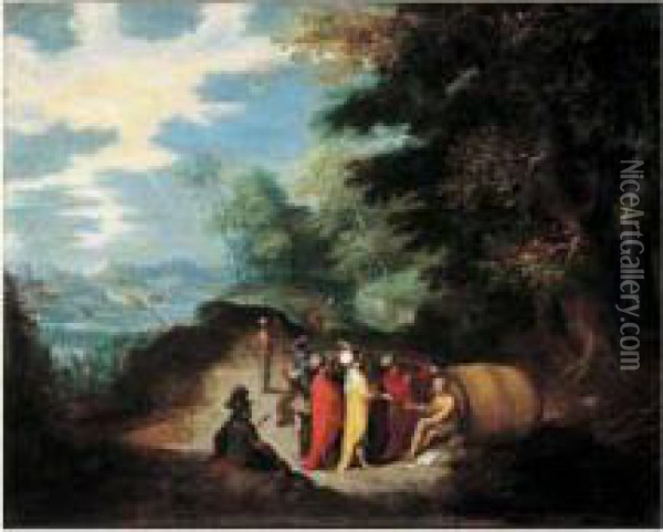 Alexandre Et Diogene Oil Painting - Abraham Govaerts