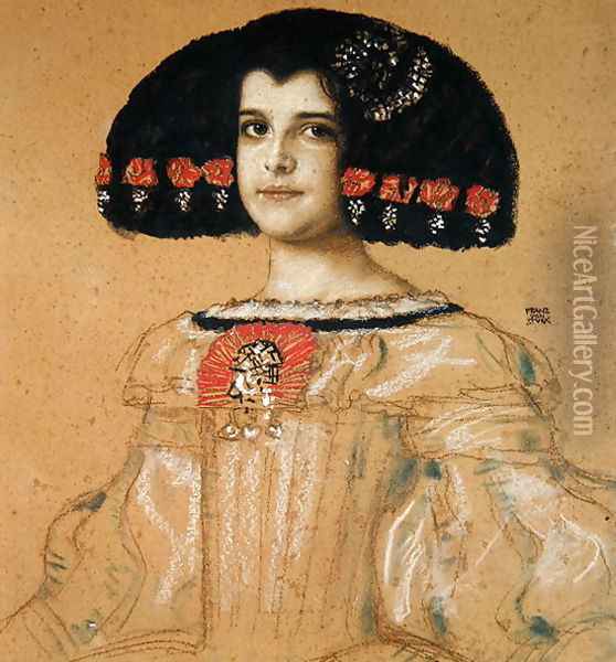 Portrait of Mary, the Artist's Daughter, c.1908 Oil Painting - Franz von Stuck