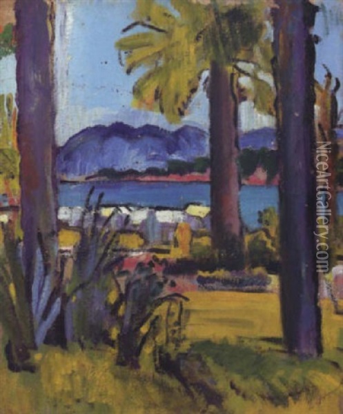 A View In The Cote D'azur Oil Painting - George Leslie Hunter