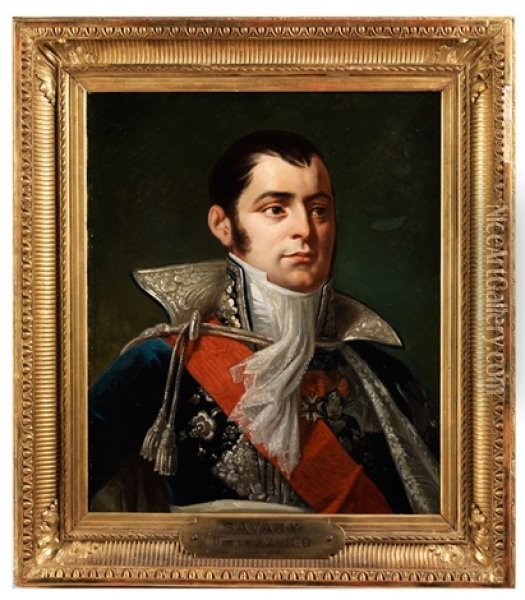 Portrait Von Anne-jean-marie-rene Savary, Herzog Von Rovigo, 1774-1833 Oil Painting - Robert Jacques Francois Faust Lefevre