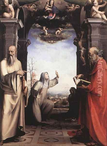 Stigmatization of St Catherine of Siena c. 1515 Oil Painting - Domenico Beccafumi