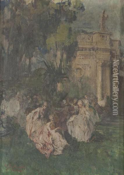 Ballo In Giardino Oil Painting - Giuseppe Rivaroli