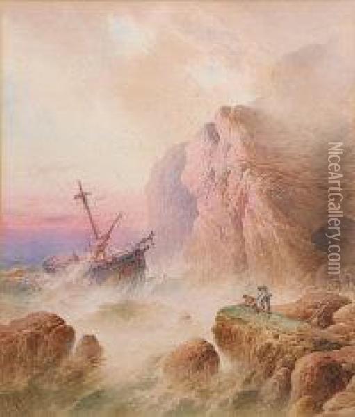 Wreck At Dawn Oil Painting - William Cook Of Plymouth