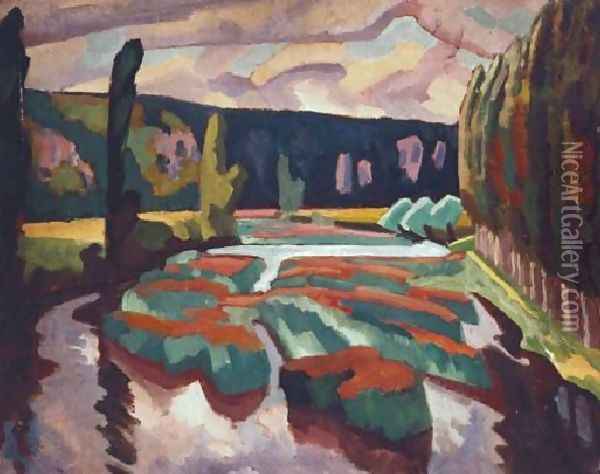 River With Poplars Oil Painting - Roger Fry