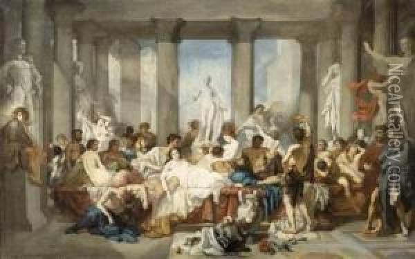 Les Romains De La Decadence. Oil Painting - Thomas Couture