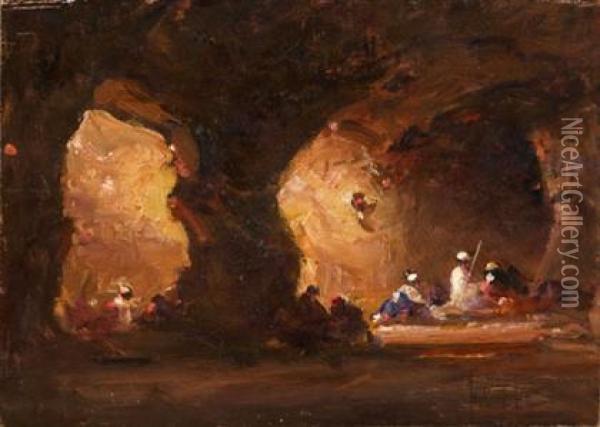 In The Caves Oil Painting - Mariano Jose Maria Bernardo Fortuny y Carbo