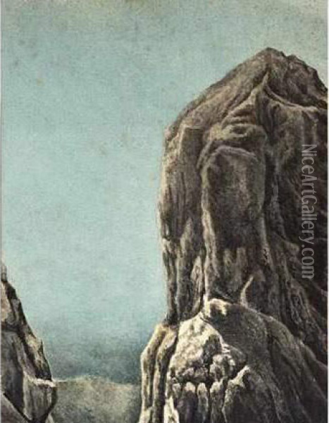 La Cima Della Madona, Dolomites. Oil Painting - Frantz Schrader