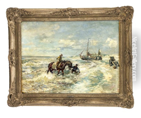 Krabbenfischer An Der Hollandischen Kuste Oil Painting - Gregor von Bochmann the Elder