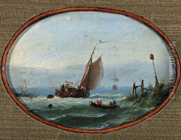 Vissersboot Onder Nederlandse Vlag Oil Painting - Casparus Johannes Morel
