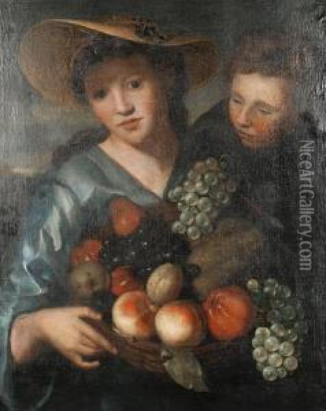 The Fruit Seller Oil Painting - Heroman Van Der Mijn