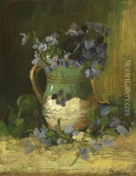Char With Violets Oil Painting - Aurel Baesu
