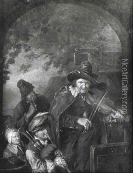 Group Of Musicians Playing Their Instruments Oil Painting - Cornelis Dusart