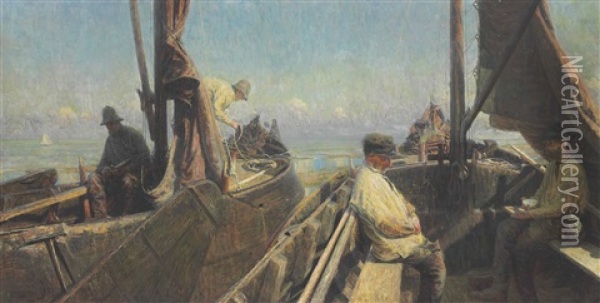 Fishermen In Zealand Oil Painting - Charles Mertens