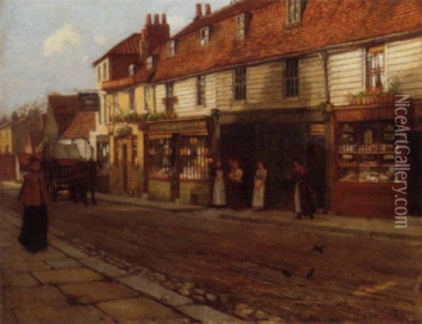 Eltham High Street, 1892 Oil Painting - George Elgar Hicks