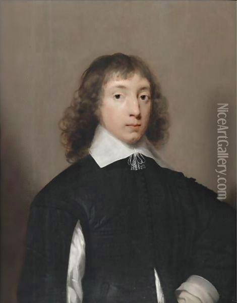 Portrait Of Sir John Heath (1614-1691) Oil Painting - Cornelius Jonson