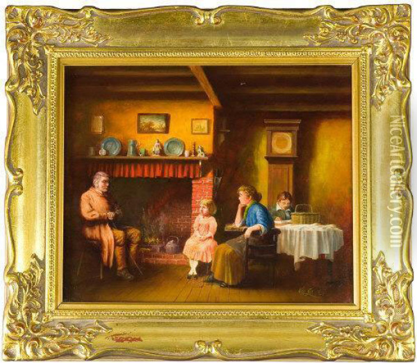 Family Scene Oil Painting - Will James