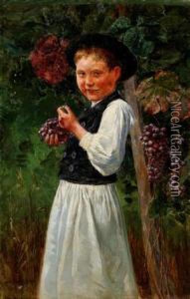Chlapec Vo Vinici Oil Painting - Geza Peske