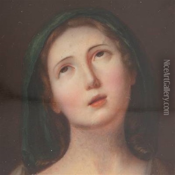 Portrait Of The Virgin Mary (+ Portrait Of A Gentleman, 1811, Signed, Lrgr; 2 Works) Oil Painting - Louis Ami Arlaud-Jurine