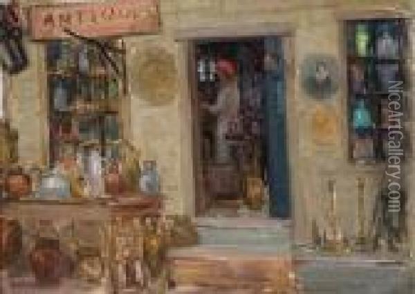 The Antiques Shop Oil Painting - Frederick Kitson Cowley