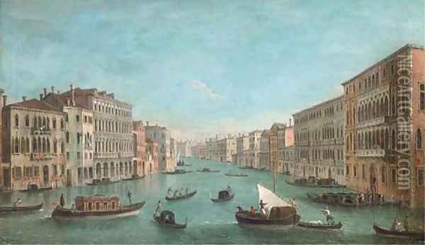 The Grand Canal looking South from the Palazzo Foscari and the Palazzo Moro-Lin to Santa Maria della Carita Oil Painting - (Giovanni Antonio Canal) Canaletto