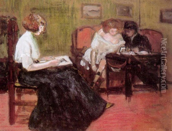Au Salon Oil Painting - Fernand Piet