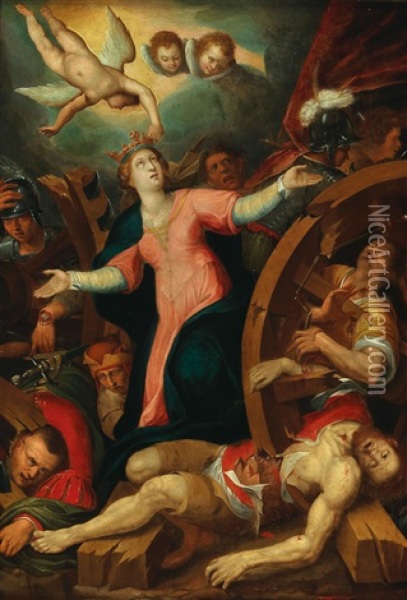The Martyrdom Of Saint Catherine Oil Painting - Pietro De Lignis