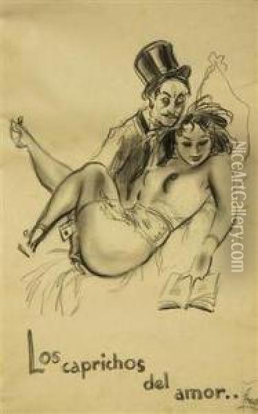 A Set Of Eight Erotic Drawings Oil Painting - Jaroslav Stika