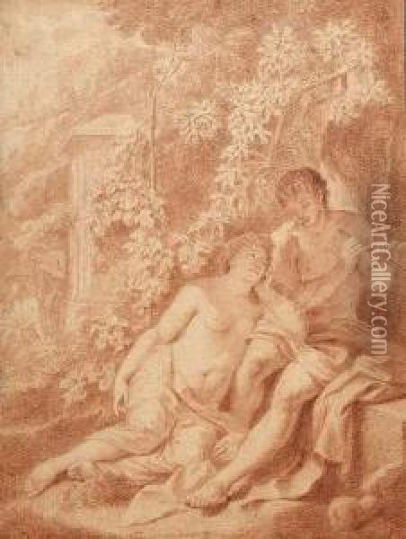Daphnis Et Chloe, 1696. Phoebe Et Pan. Oil Painting - Adriaen Van Der Werff