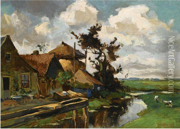 A Farm On The Waterfront Oil Painting - Willem de Zwart