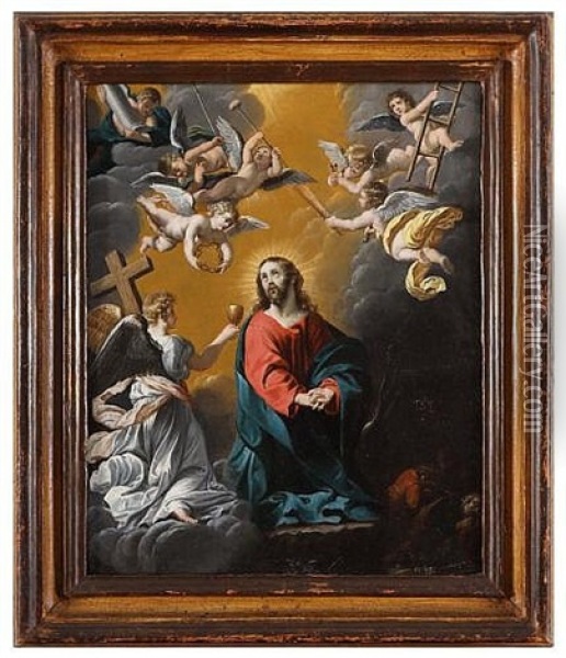 Christ In The Garden Of Gethsemane Surrounded By Angels Carrying Symbols Of The Passion Oil Painting - Guido Reni