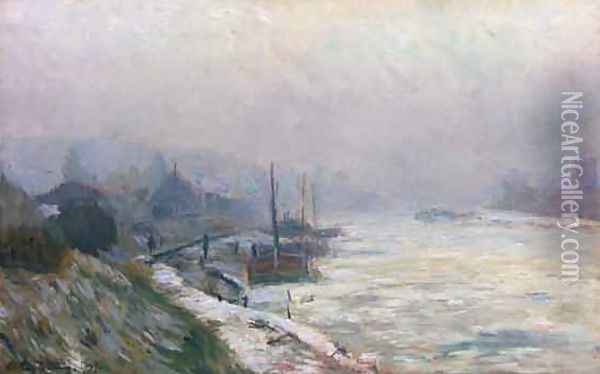 The Seine in Winter Oil Painting - Albert Lebourg