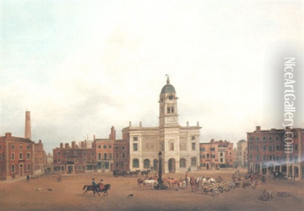 A View Of Derby Market Oil Painting - Henry Lark I Pratt
