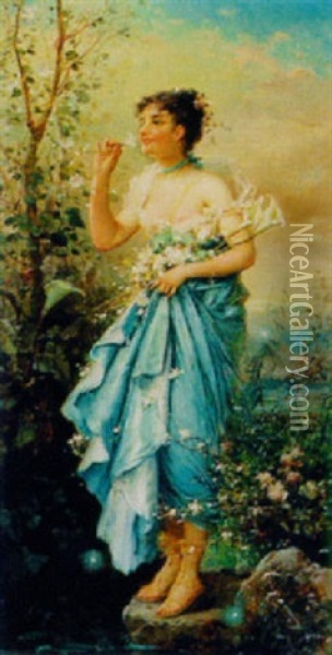 Madchen Mit Lilie Oil Painting - Joseph Bernard