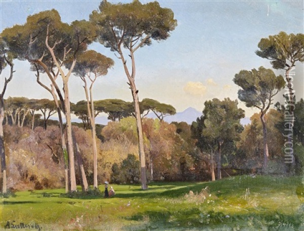 Italienischer Pinienwald Oil Painting - Ascan Lutteroth