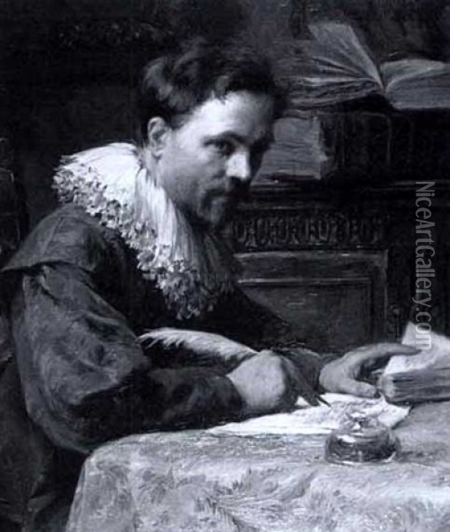 Portrait Of A Scholar Oil Painting - Alex De Andreis