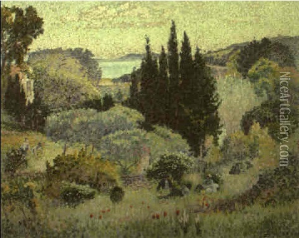 Cypres (avril) Oil Painting - Henri-Edmond Cross