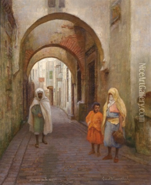 Strasse In Tunis Oil Painting - Franz Wiesenthal