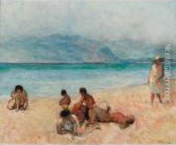 Baigneurs A Saint Tropez Oil Painting - Henri Lebasque