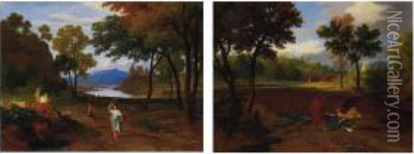 Zwei Studien Nach Claude Lorrain Oil Painting - Robert Zund