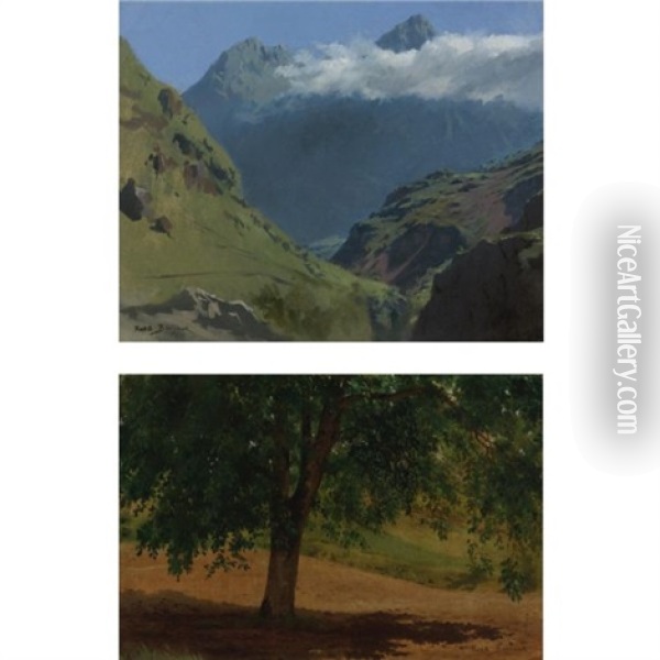Pyrenees (+ Tree; 2 Studies) Oil Painting - Rosa Bonheur