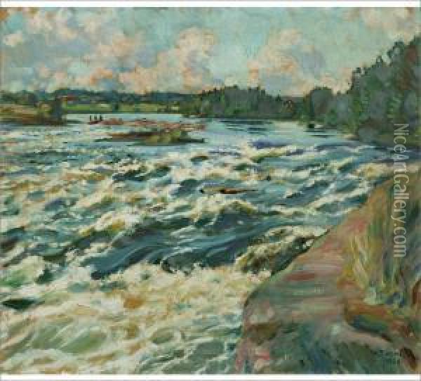 Rapids Oil Painting - Verner Thome