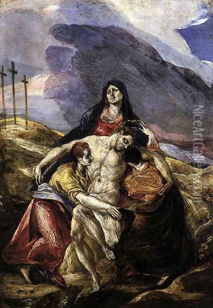 Pieta (The Lamentation of Christ) 1571-76 Oil Painting - El Greco (Domenikos Theotokopoulos)