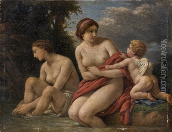 Deux Baigneuses Et Un Amour Oil Painting - Louis Jean Francois Lagrenee