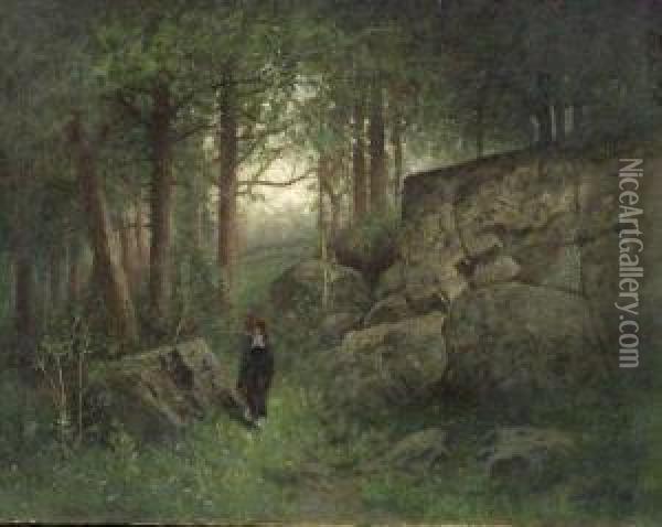 Girl In Woods Oil Painting - Julian Walbridge Rix