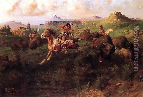 Buffalo Hunt Oil Painting - Charles Christian Nahl