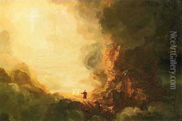 The Cross and the World Study for -The Pilgrim of the Cross at the End of His Journey Oil Painting - Thomas Cole